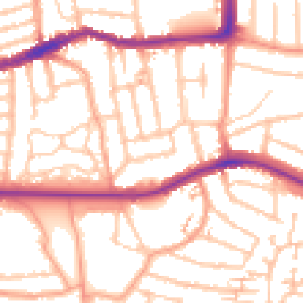 Daytime road noise heatmap for CV2 4AS