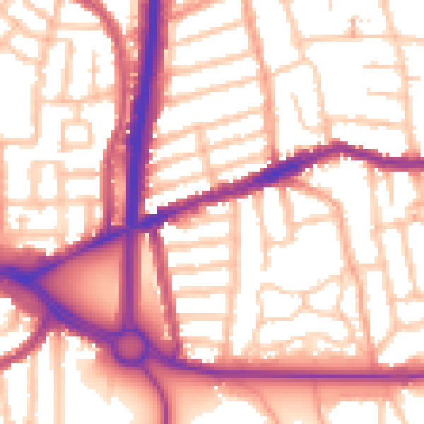 Daytime road noise heatmap for CV2 4FJ