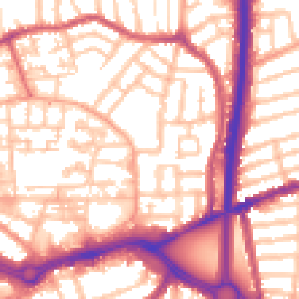 Daytime road noise heatmap for CV2 4HA