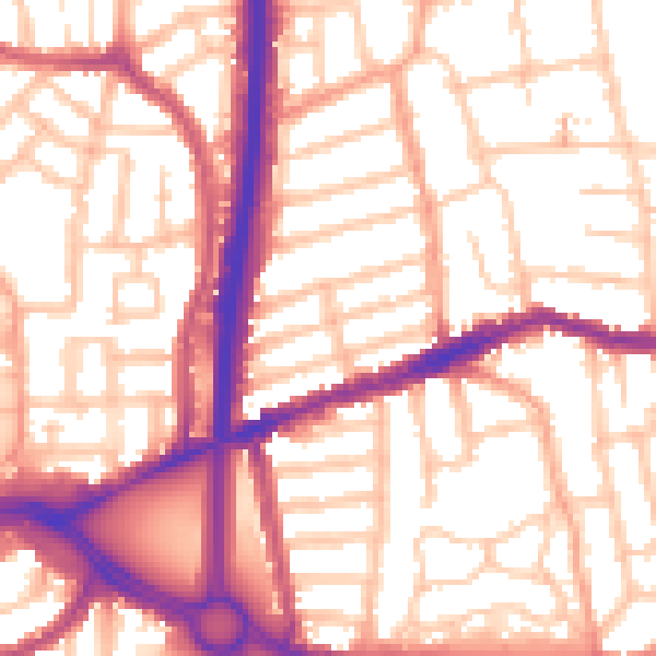 Daytime road noise heatmap for CV2 4HW