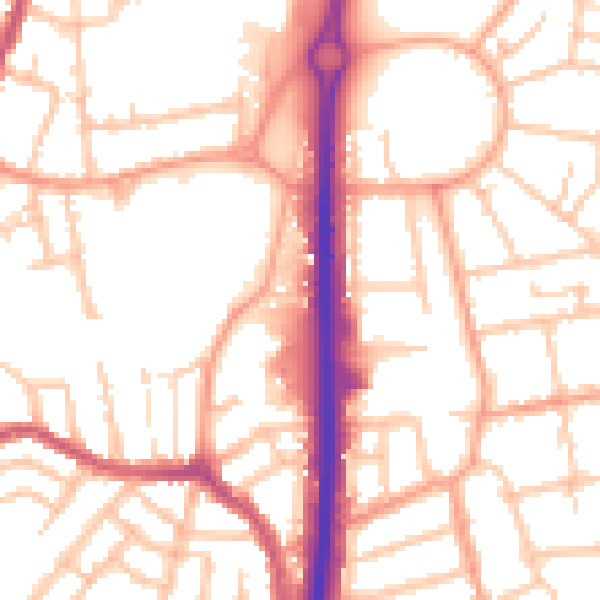Daytime road noise heatmap for CV2 4PB