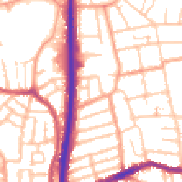 Daytime road noise heatmap for CV2 4QA