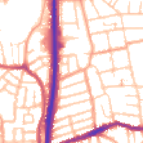 Daytime road noise heatmap for CV2 4QB