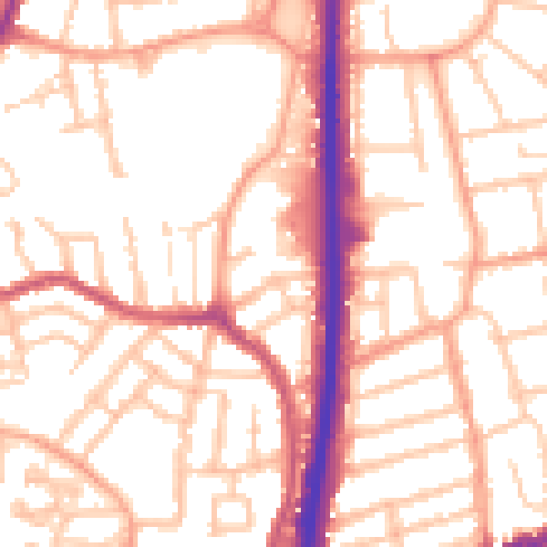 Daytime road noise heatmap for CV2 4QJ