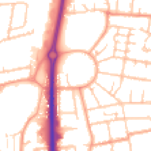 Daytime road noise heatmap for CV2 4QR