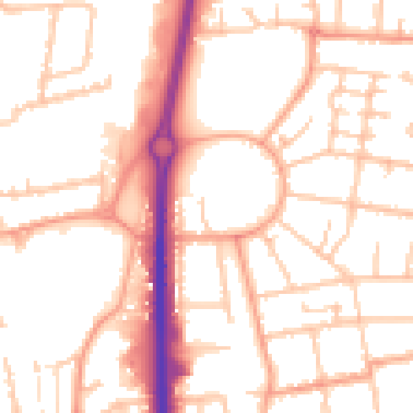 Daytime road noise heatmap for CV2 4QX