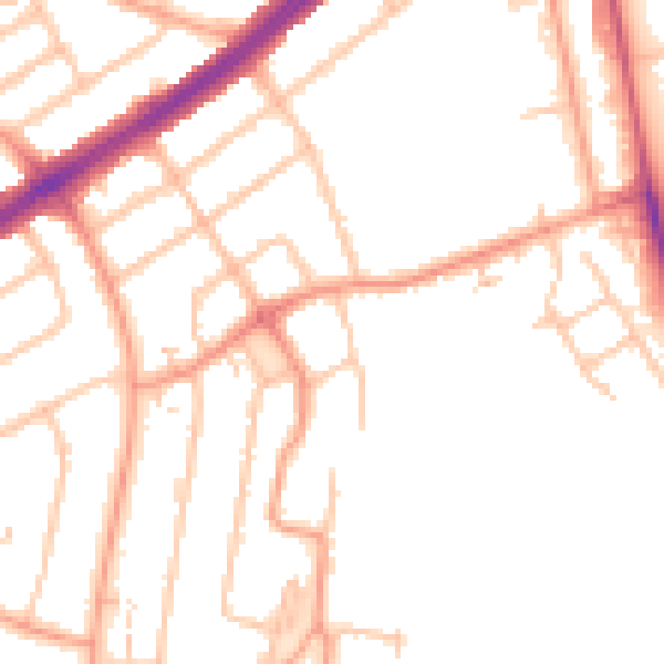 Daytime road noise heatmap for CV2 5BD