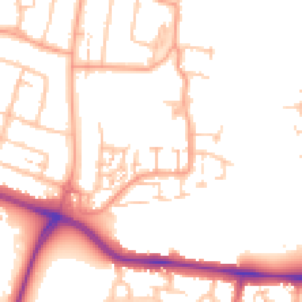 Daytime road noise heatmap for CV2 5EB