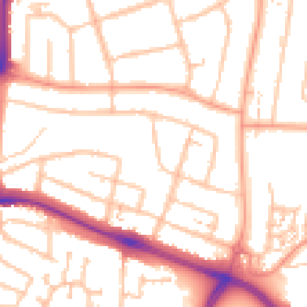 Daytime road noise heatmap for CV2 5JN