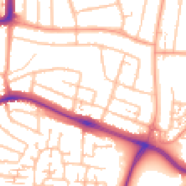 Daytime road noise heatmap for CV2 5JR