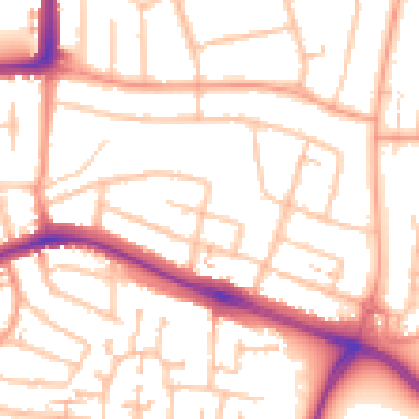 Daytime road noise heatmap for CV2 5LX