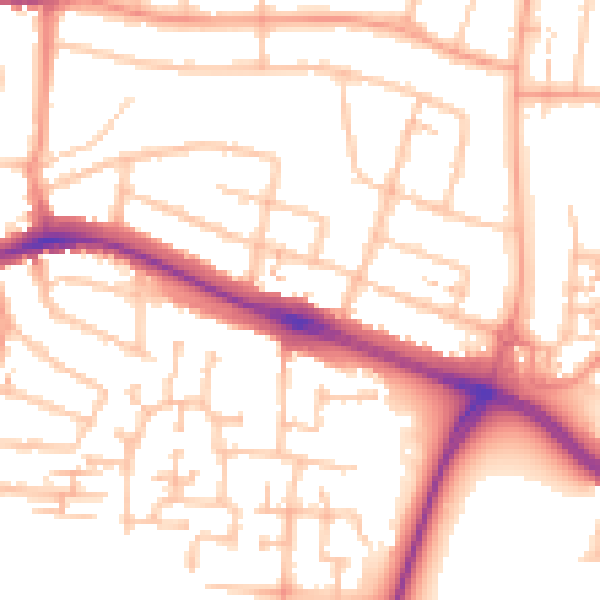 Daytime road noise heatmap for CV2 5NB