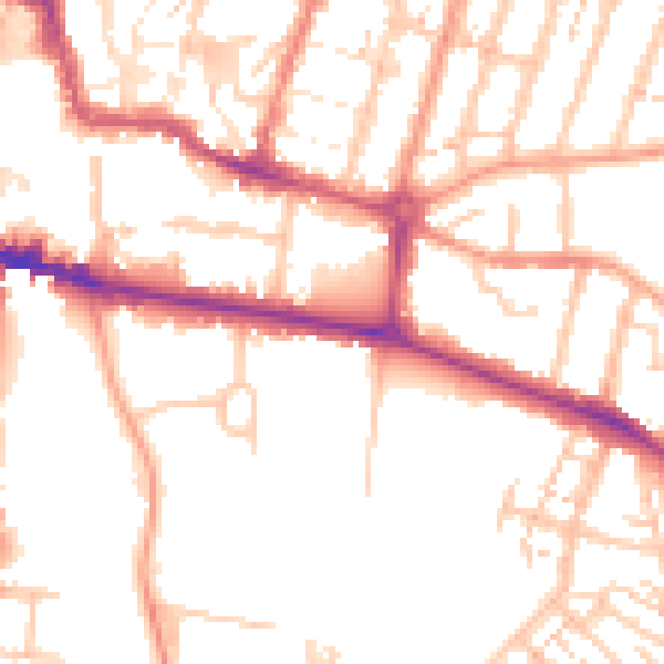 Daytime road noise heatmap for CV22 5AA