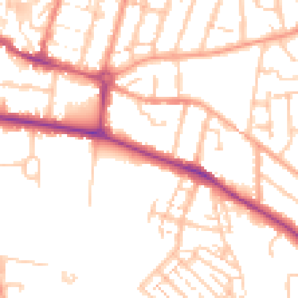 Daytime road noise heatmap for CV22 5AB