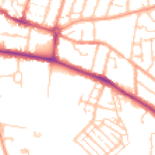 Daytime road noise heatmap for CV22 5AD