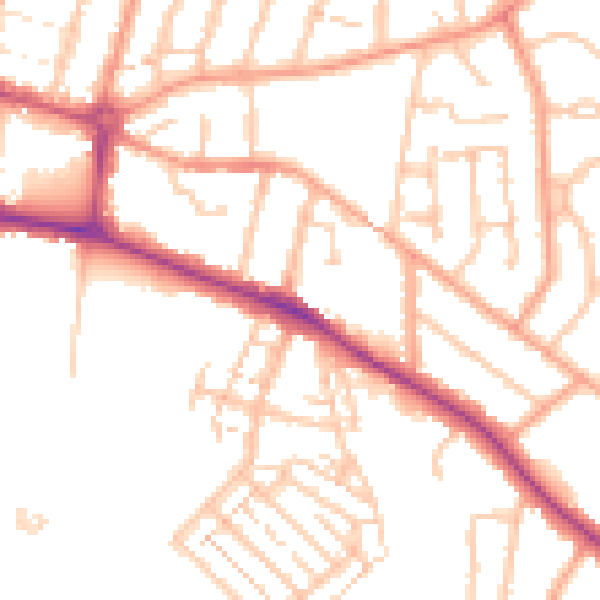 Daytime road noise heatmap for CV22 5AG