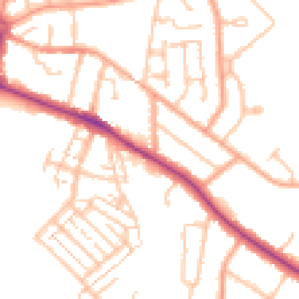 Daytime road noise heatmap for CV22 5AJ