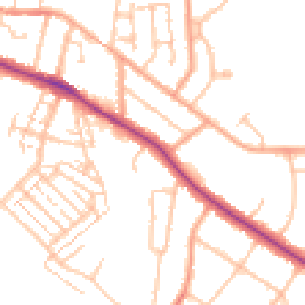 Daytime road noise heatmap for CV22 5AL