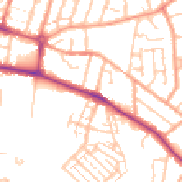 Daytime road noise heatmap for CV22 5AN