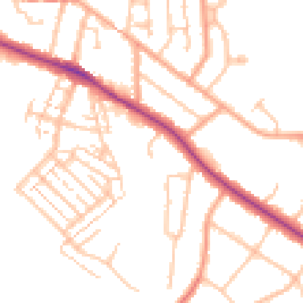 Daytime road noise heatmap for CV22 5AQ