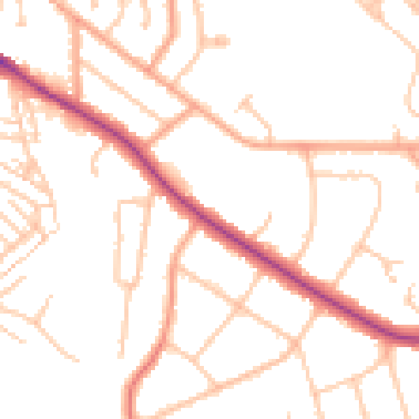 Daytime road noise heatmap for CV22 5AS
