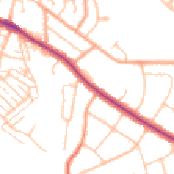 Daytime road noise heatmap for CV22 5AW