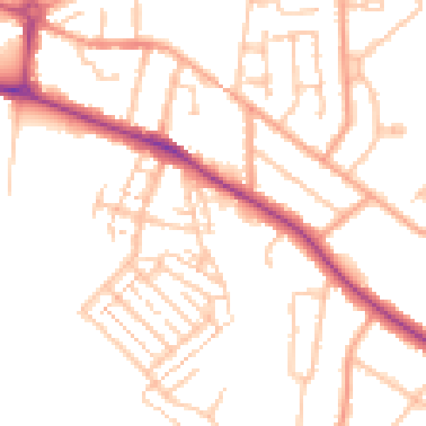 Daytime road noise heatmap for CV22 5AZ
