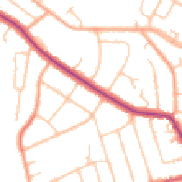 Daytime road noise heatmap for CV22 5BB