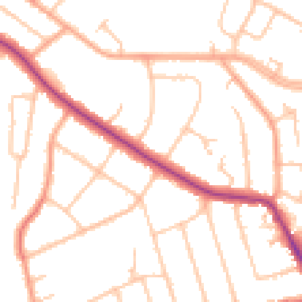 Daytime road noise heatmap for CV22 5BD