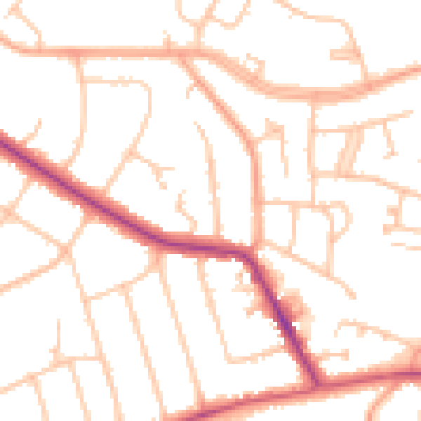 Daytime road noise heatmap for CV22 5BJ