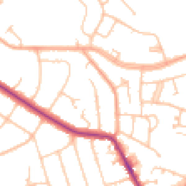 Daytime road noise heatmap for CV22 5BL