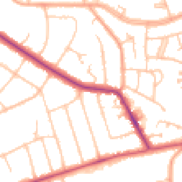Daytime road noise heatmap for CV22 5BQ