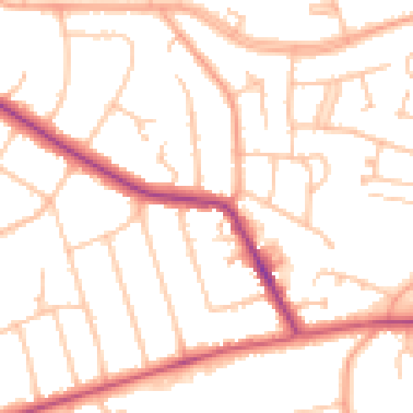 Daytime road noise heatmap for CV22 5BW