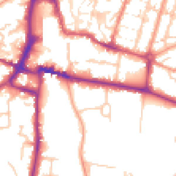 Daytime road noise heatmap for CV22 5DD