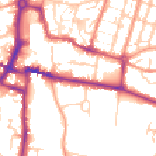 Daytime road noise heatmap for CV22 5DF
