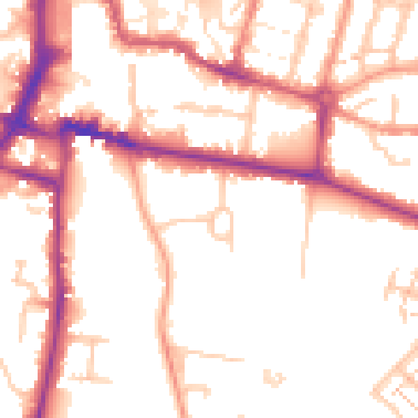 Daytime road noise heatmap for CV22 5DJ