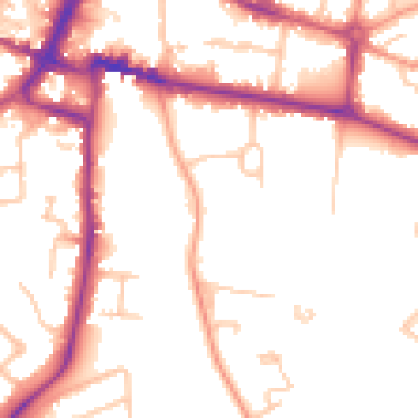 Daytime road noise heatmap for CV22 5DU