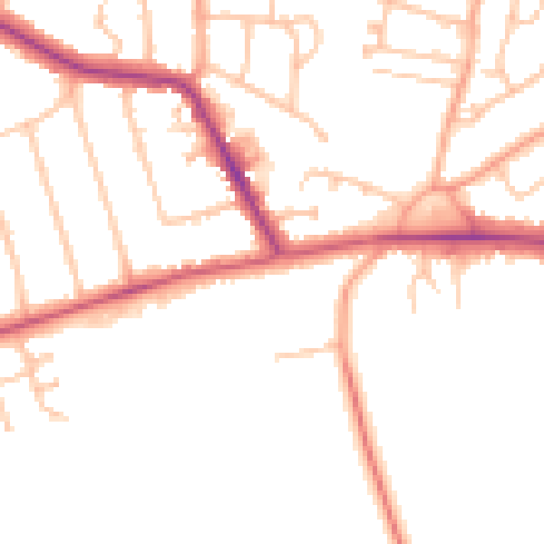 Daytime road noise heatmap for CV22 5ET