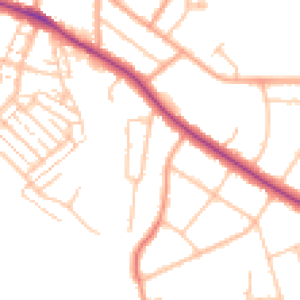 Daytime road noise heatmap for CV22 5JJ