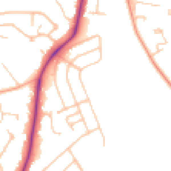 Daytime road noise heatmap for CV22 5PE