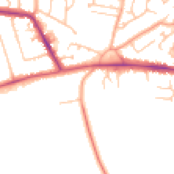 Daytime road noise heatmap for CV22 5QJ