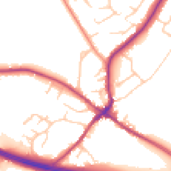 Daytime road noise heatmap for CV22 6AB