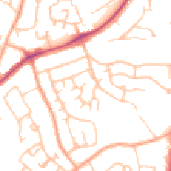 Daytime road noise heatmap for CV22 6AL