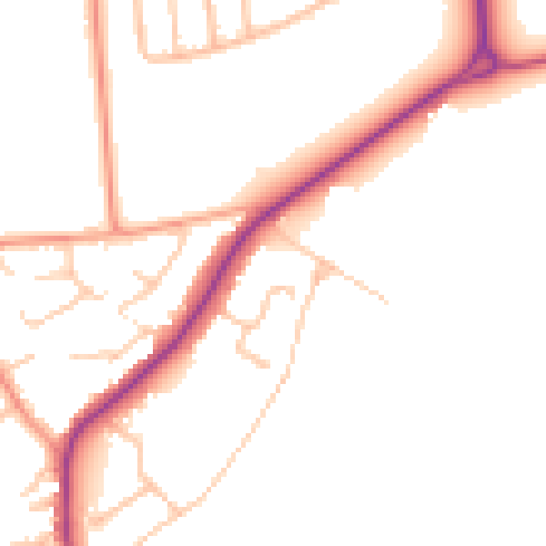Daytime road noise heatmap for CV22 6BS