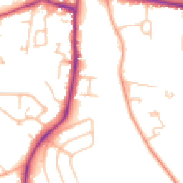 Daytime road noise heatmap for CV22 6BY
