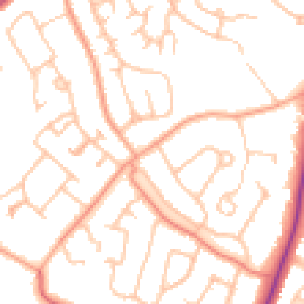 Daytime road noise heatmap for CV22 6ED