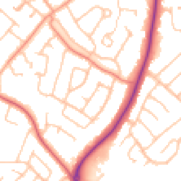 Daytime road noise heatmap for CV22 6JD