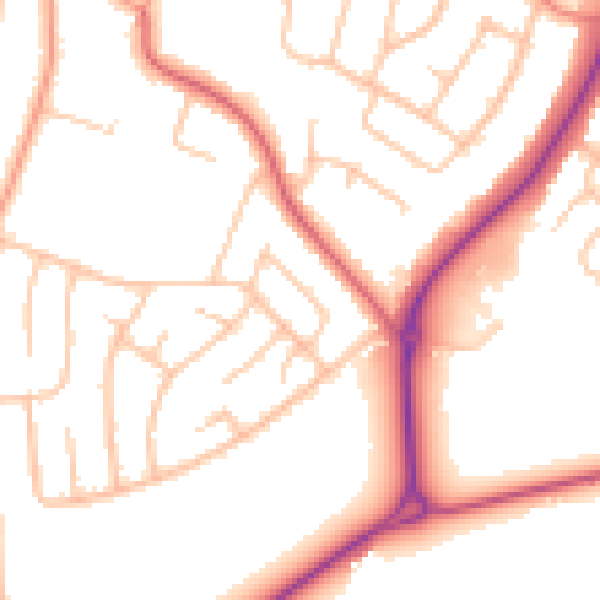 Daytime road noise heatmap for CV22 6JU
