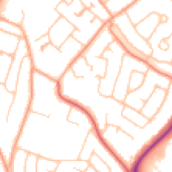 Daytime road noise heatmap for CV22 6JW