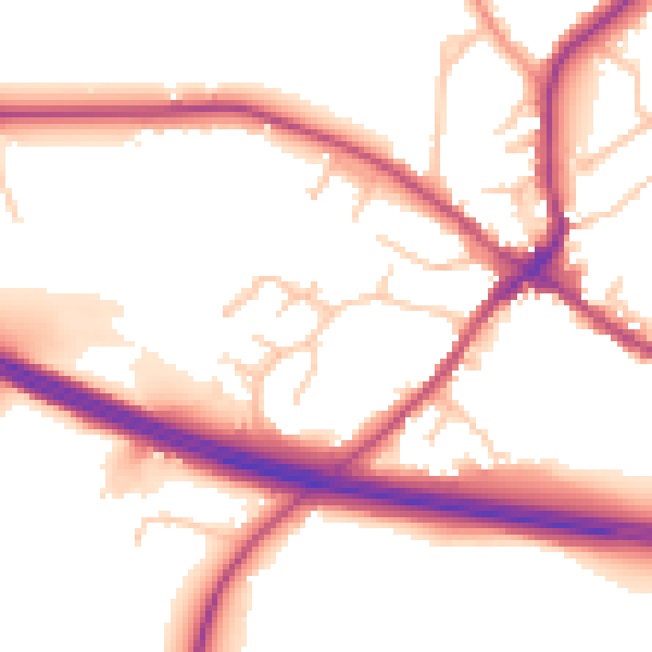 Daytime road noise heatmap for CV22 6NB